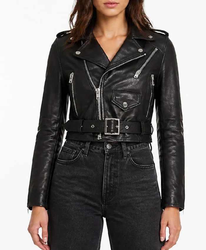 Lambskin Biker Leather Jacket For Womens