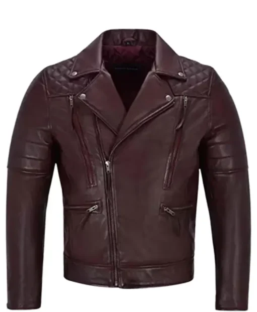 Lambskin Napa Maroon Motorcycle Jacket