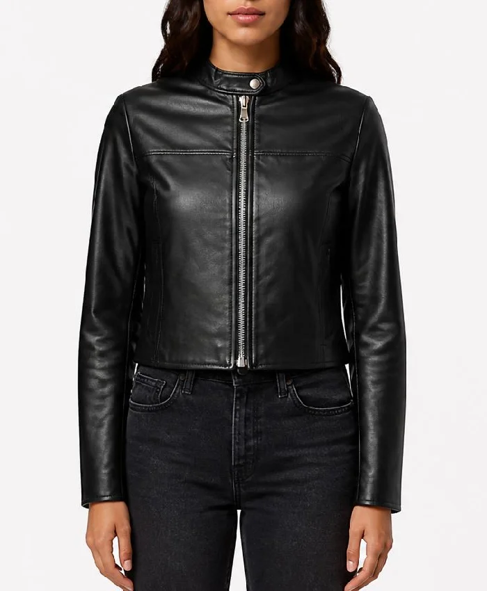 Like Black Leather Moto Jacket Womens
