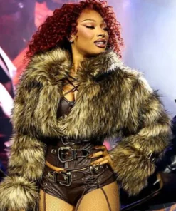 Megan Thee 2025 Coachella Valley Fur Jacket