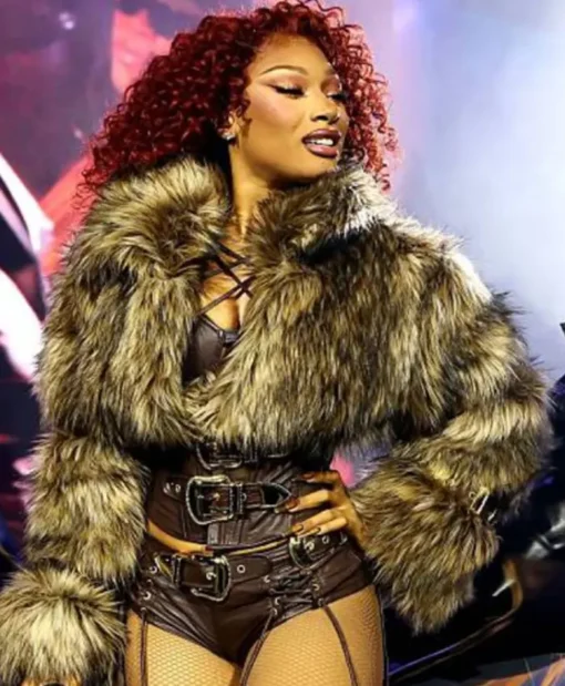 Megan Thee 2025 Coachella Valley Fur Jacket