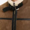 Men Aviator Bomber Shearling Brown Leather Jacket
