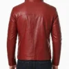 Men Slim Fit Casual Maroon Leather Jacket