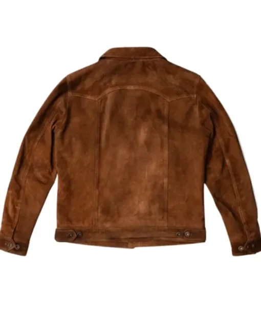 Men Slim-Fit Suede Brown Leather Jacket