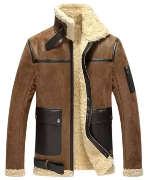 Men’s Aviator Bomber Shearling Leather Jacket