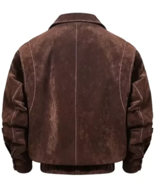 Men's Brown Bomber Suede Leather Jacket
