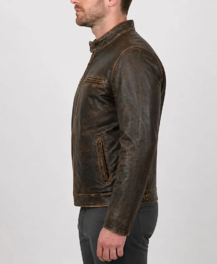 Mens Brown Distressed Leather Jacket