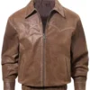 Men’s Brown Leather Bomber Jacket