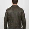 Mens Brown Leather Distressed Jacket