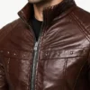 Mens Brown Retro Aviator Leather Jacket