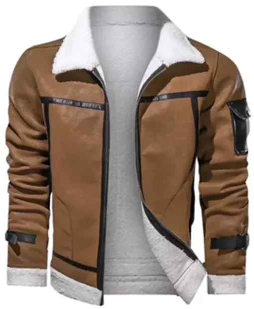 Men’s Brown Shearling Leather Jacket