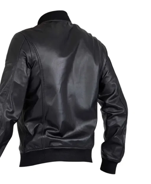 Men’s Casual Black Bomber Leather Jacket