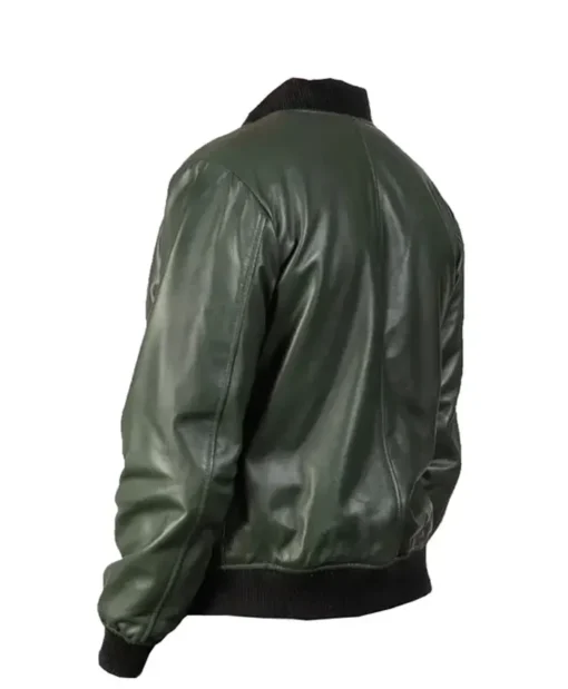 Men’s Casual Bomber Leather Green Jacket