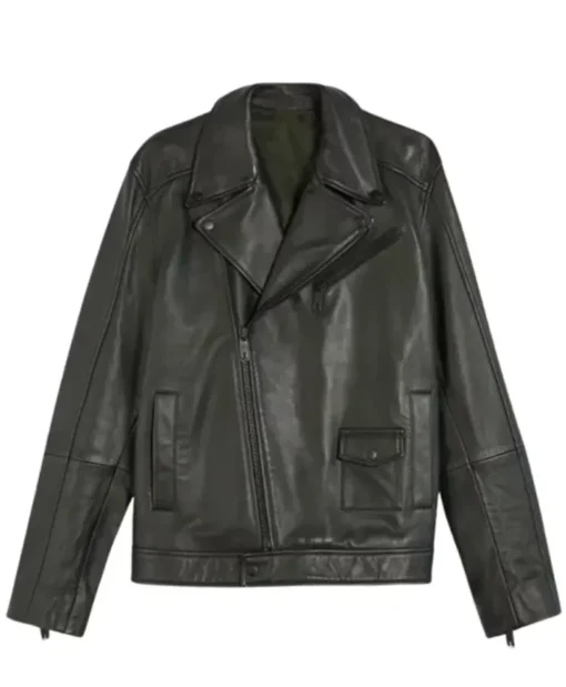 Men’s Classic Carve Black Leather Biker Jacket