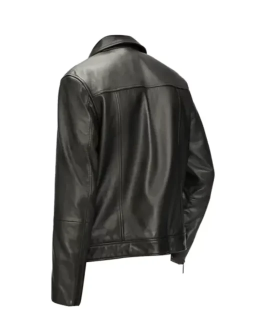 Men’s Classic Carve Leather Black Biker Jacket