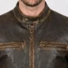 Mens Distressed Brown Leather Jacket