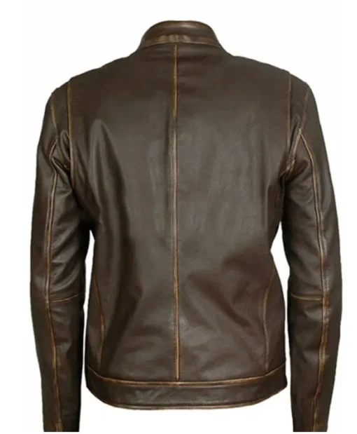 Men's Distressed Brown Leather Jacket
