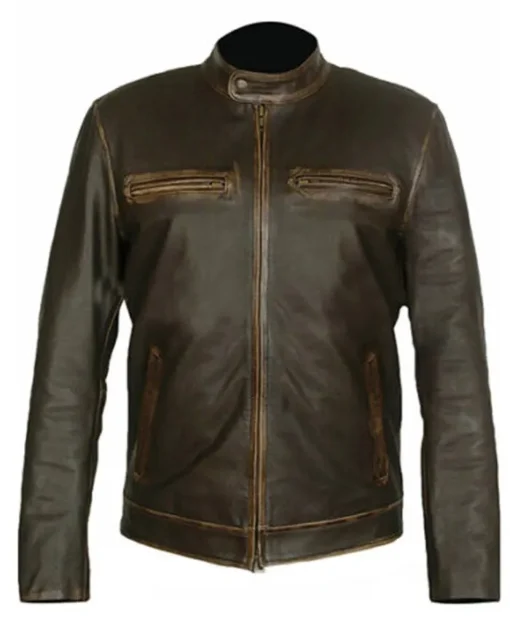 Men's Distressed Leather Brown Jacket