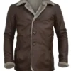 Men’s Fur Slim-Fit Brown Leather Jacket