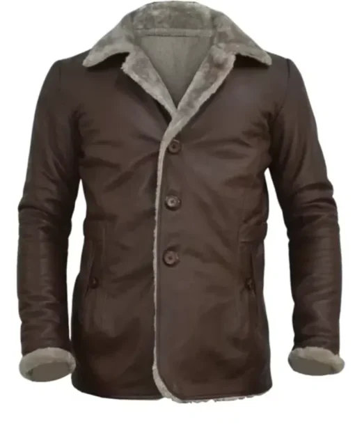 Men’s Fur Slim-Fit Brown Leather Jacket