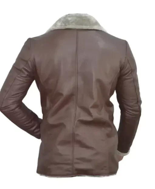 Men’s Fur Slim-Fit Leather Brown Jacket