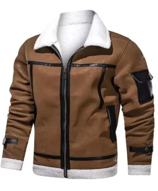 Men’s Leather Shearling Brown Jacket