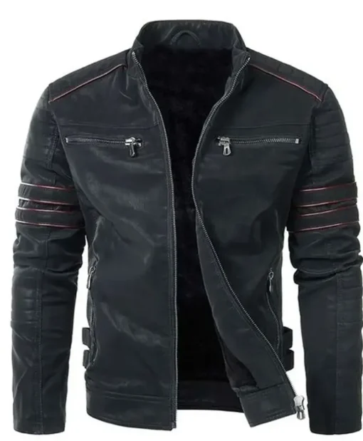 Men’s Pegasus Black Leather Biker Jacket