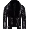 Men’s Retro Aviator Black Leather Jacket