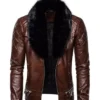 Men’s Retro Aviator Brown Leather Jacket