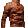 Men’s Slim Fit Leather Biker Tan Brown Jacket