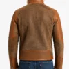 Men's Warm Pilot Winter Shearling Leather Brown Jacket