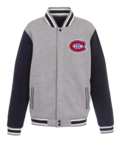 Montreal Canadiens Grey And Black Varsity Jacket