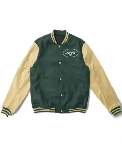 NY Jets Green And Cream Letterman Varsity Jacket