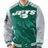 NY Jets Renegade Green And Grey Varsity Jacket