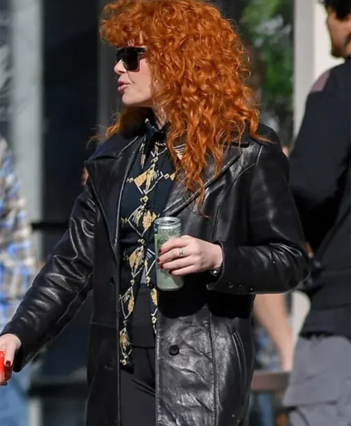 Natasha Lyonne Poker Face Black Leather Coat