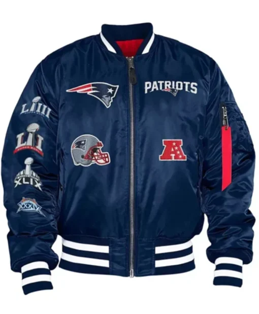 New England Patriots Blue Vintage Bomber Jacket