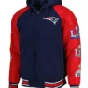 New England Patriots Defender Royal Hooded Bomber Jacket