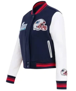 New England Patriots Mash Up Navy Blue And White Varsity Jacket