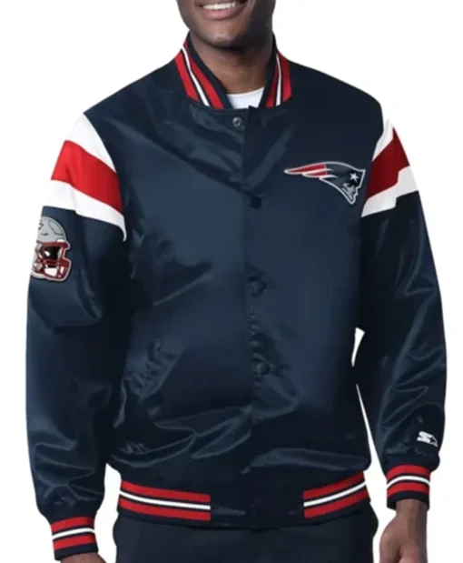 New England Patriots Midweight Navy Blue Varsity Jacket