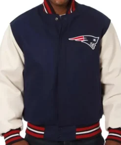 New England Patriots Navy Blue And White Varsity Jacket