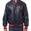 New England Patriots Navy Varsity Leather Jacket