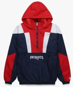 New England Patriots Red And Navy Blue Pullover Jacket