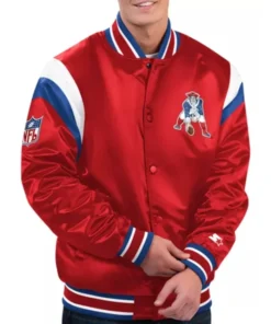 New England Patriots Shutout Throwback Red Varsity Jacket