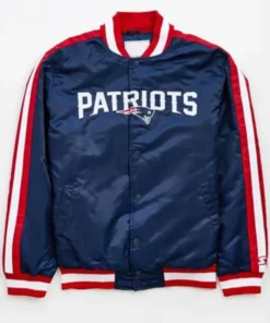 New England Patriots Striped Navy Blue Varsity Jacket