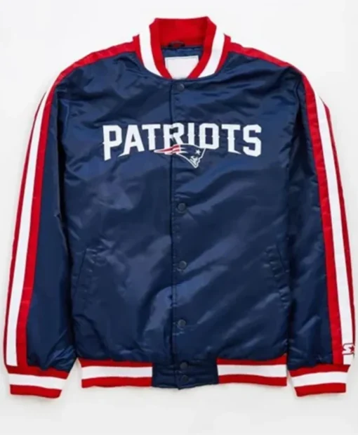 New England Patriots Striped Navy Blue Varsity Jacket