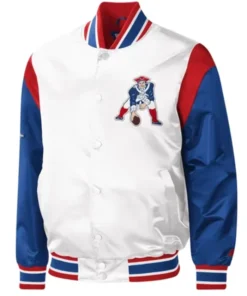 New England Patriots Throwback Warm Up Pitch White Varsity Jacket