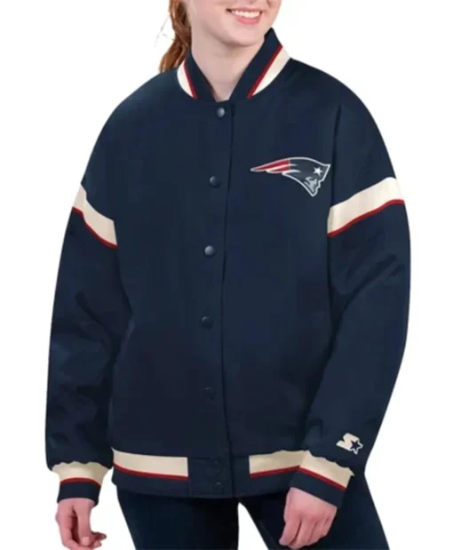 New England Patriots Tournament Navy Blue Varsity Jacket