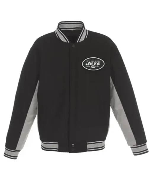 New York Jets Black And Grey Varsity Jacket