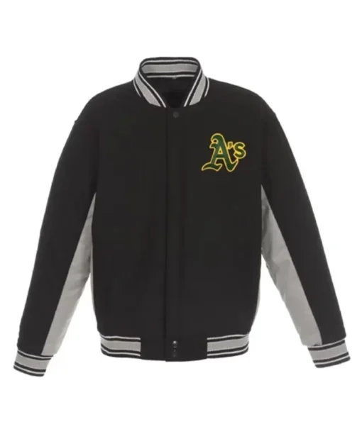 Oakland Athletics Accent Black And Grey Varsity Jacket