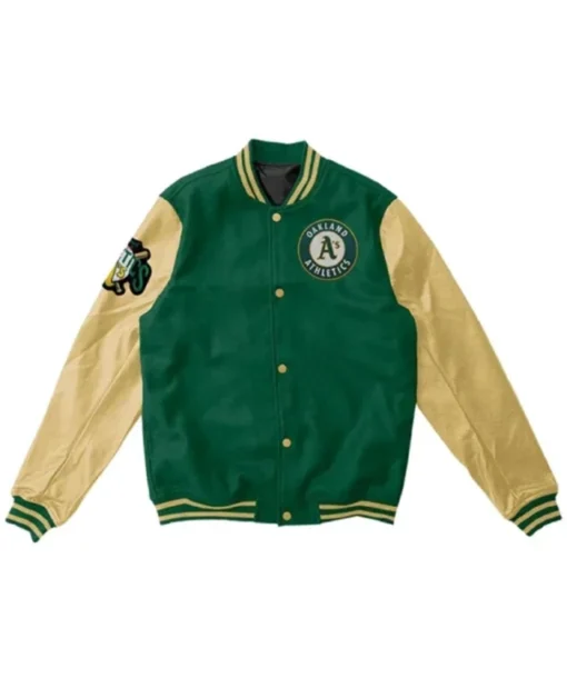 Oakland Athletics Elephant Yellow And Green Varsity Jacket